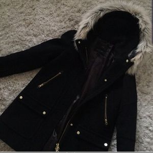 JCREW Italian Stadium Wool Parka Coat Black